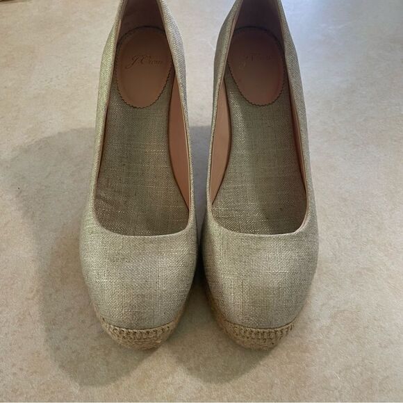 J crew Seville Espadrilles Shoes wedges size 8.5 Light Gold Metallic women’s - Picture 2 of 9